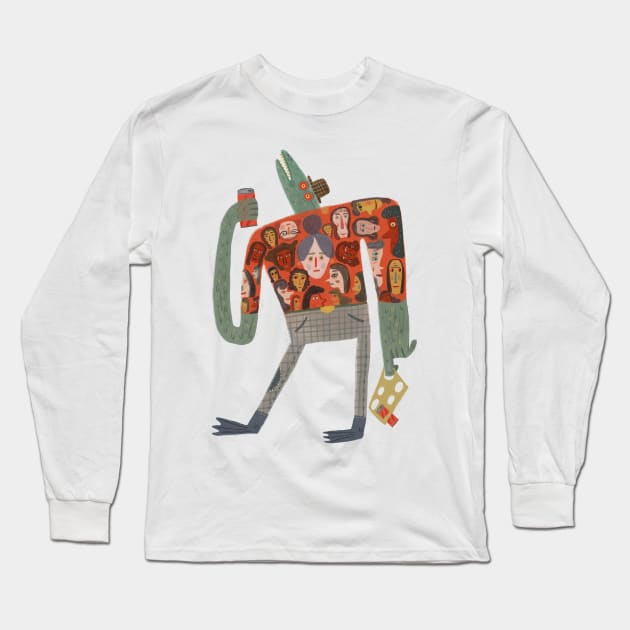 Funny Hippie Lizard Long Sleeve T-Shirt by Luis San Vicente 